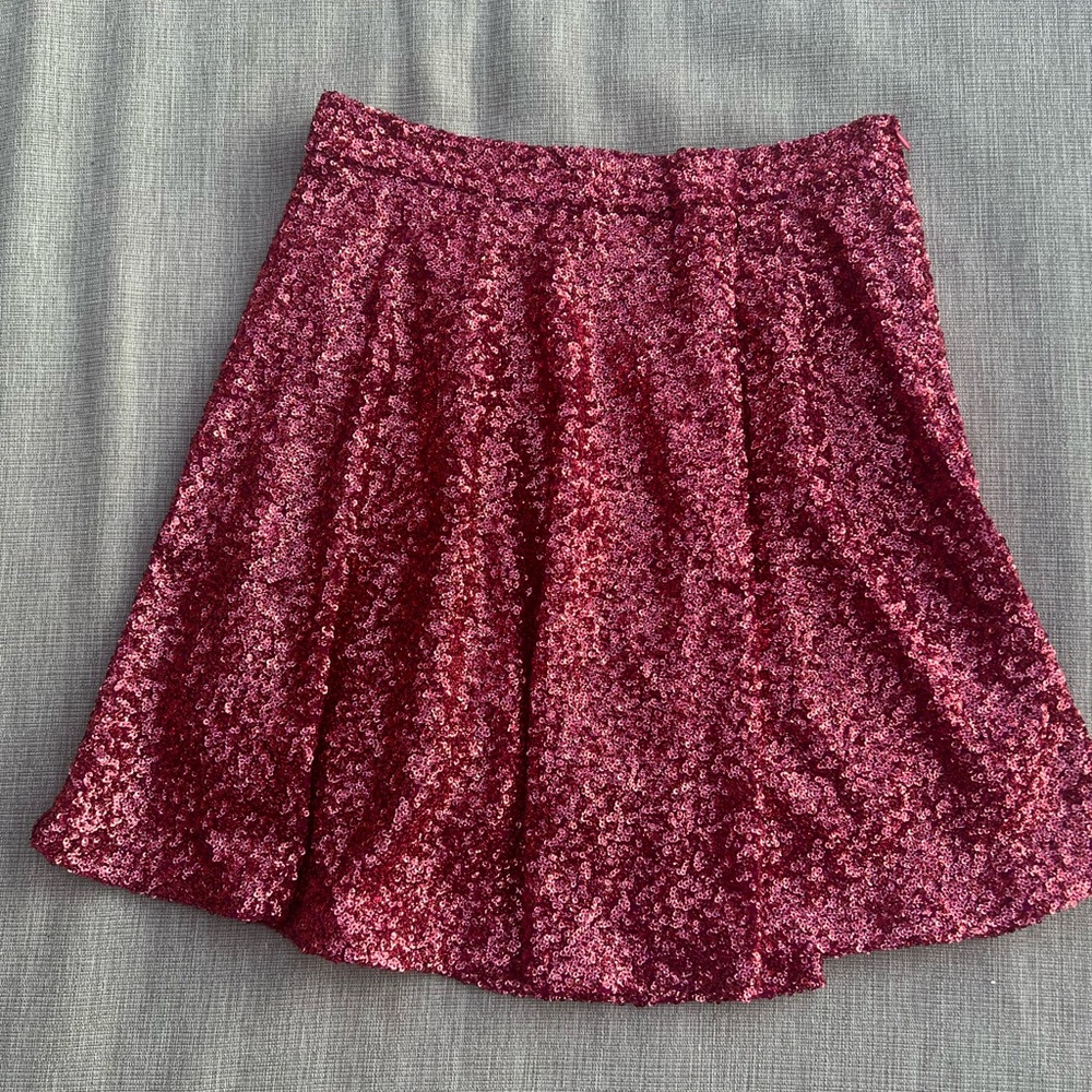 Zara pink sequin mini skater skirt